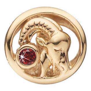 Christina Collect silver plated Capricorn zodiac sign with red stone (Dec 21 - Jan 19)